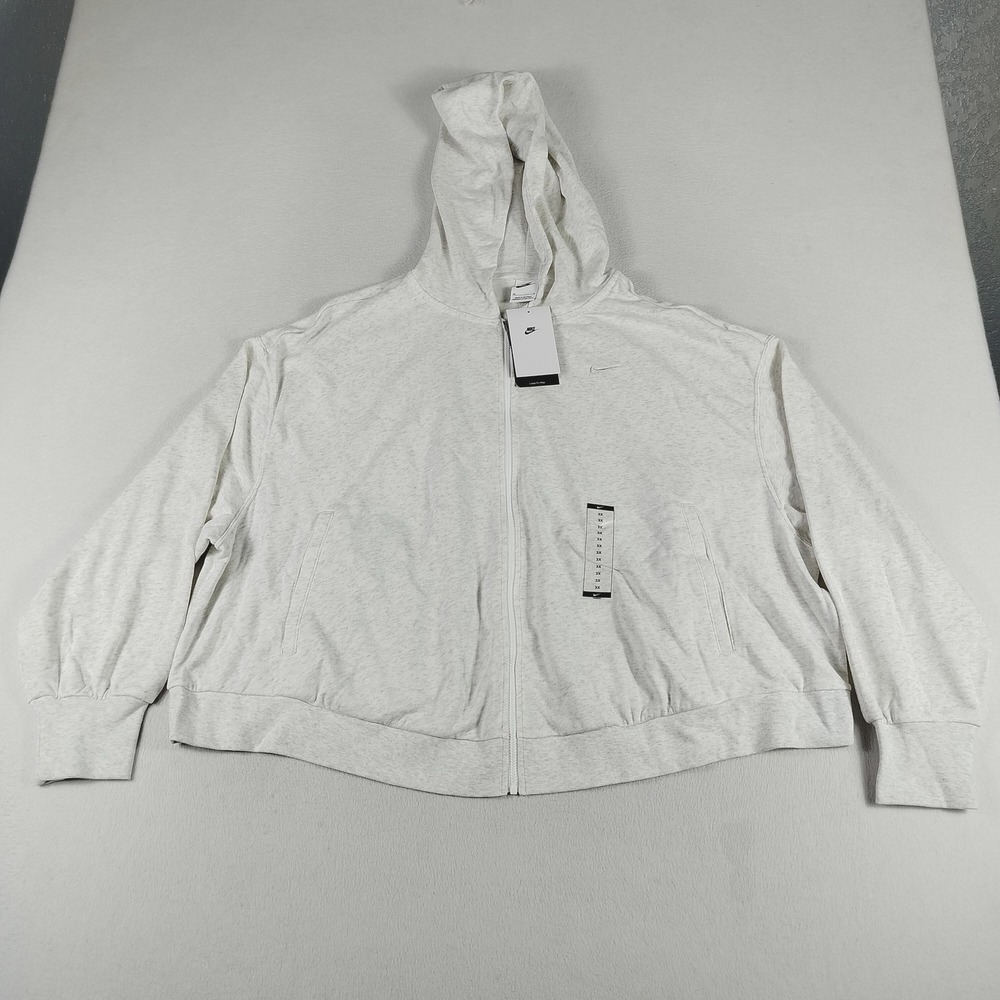 Nike Hoodie Womens 3X Gray Full Zip Loose Fit Plus FN2421-051 Swoosh Athletic